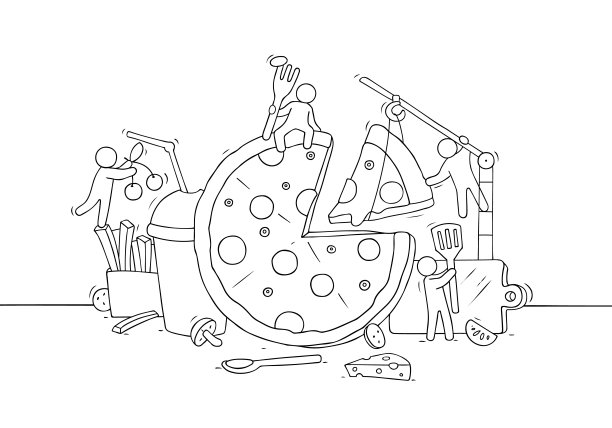 卡通小人在做披萨图片下载