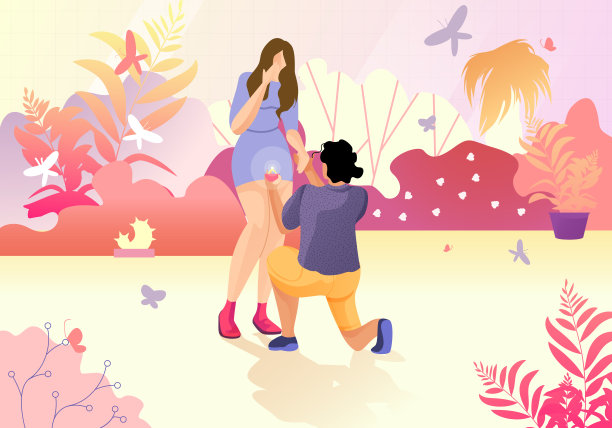 手持戒指向女人求婚的男人。爱图片下载