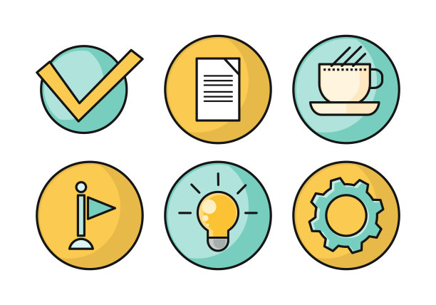 平面风格设计中的业务矢量图标集图片下载