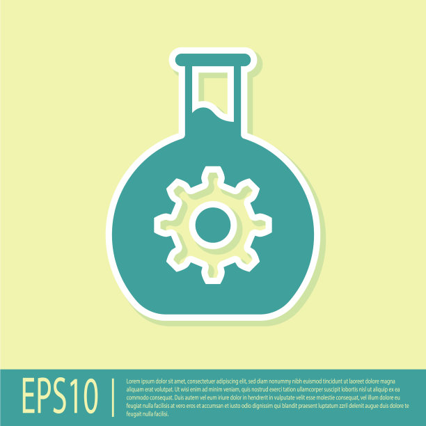 绿色生物工程图标孤立在黄色背景上。基因和生物工程元素的图标。生物学，分子，化学图标。平面设计。矢量图图片下载