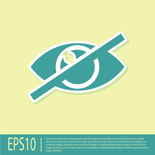 绿色不可见或隐藏图标孤立在黄色背景。平面设计。矢量图图片下载