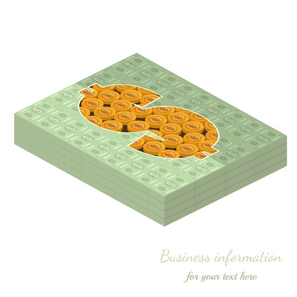 钱币中间有美元符号的钞票图片下载