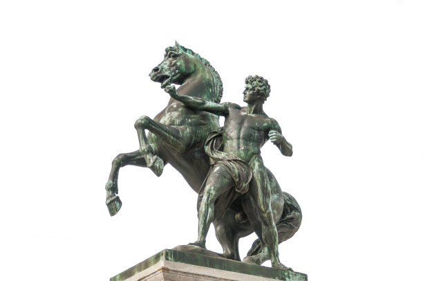 马驯兽师雕像孤立的白色背景图片下载