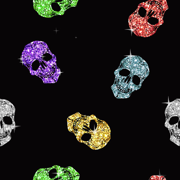 闪闪发光的头骨无缝狂欢模式图片下载