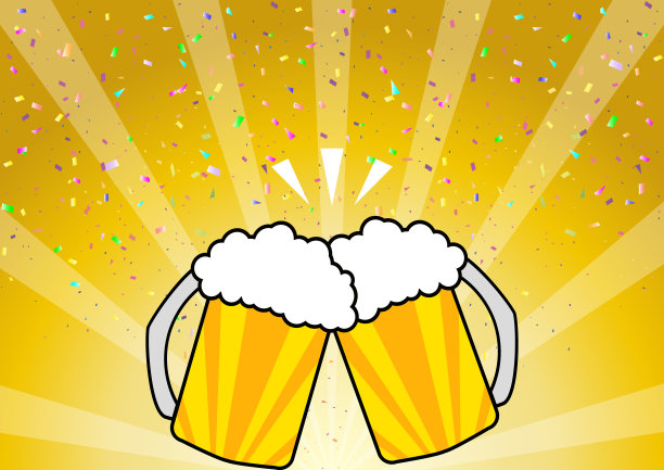 干杯啤酒插图矢量图片下载