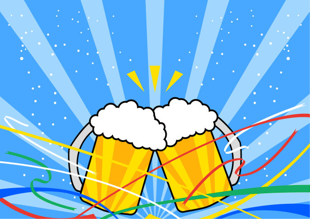 干杯啤酒插图矢量图片下载