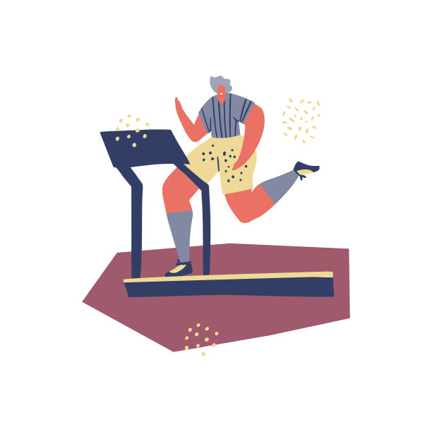 慢跑跑步机上彩色手绘插图图片下载