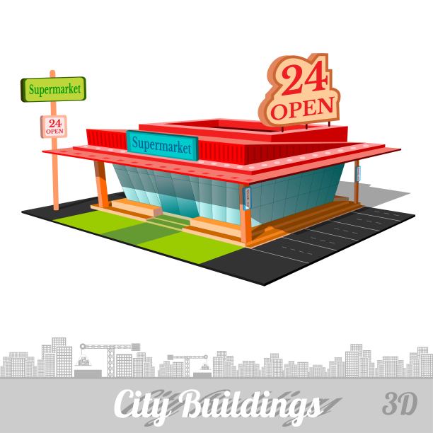 白色隔离的超市大楼图片下载