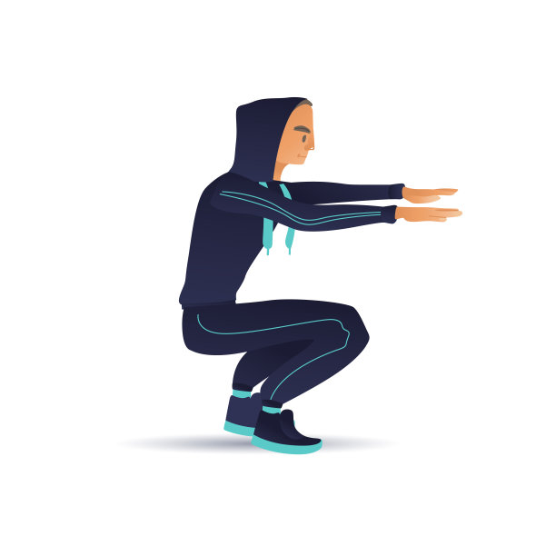 男人深蹲锻炼矢量草图图片下载
