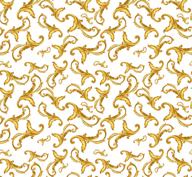 白色背景在金色巴洛克图案图片下载