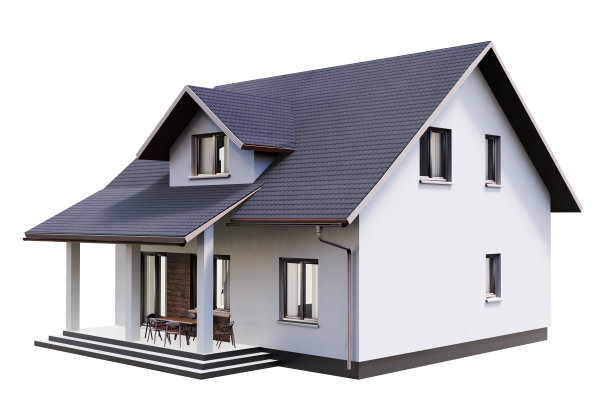 房子孤立在一个白色的3d渲染。图片下载