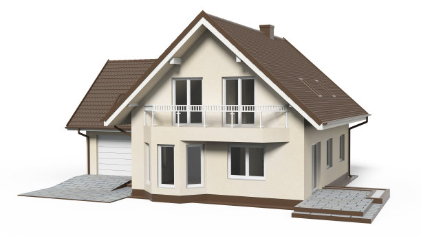 现代房子的3d渲染孤立在一个白色。图片下载
