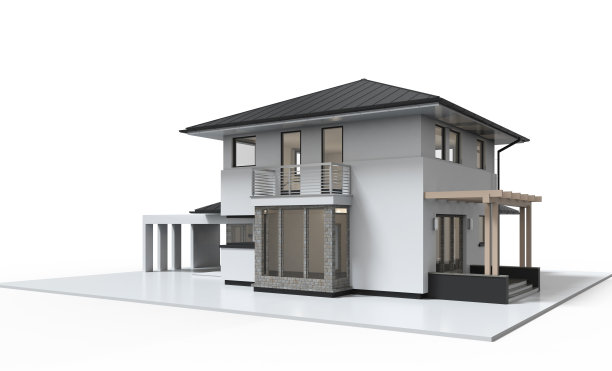房子孤立在白色背景上的3d渲染。图片下载