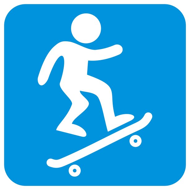 滑板，运动图标在蓝色框架，eps图片下载