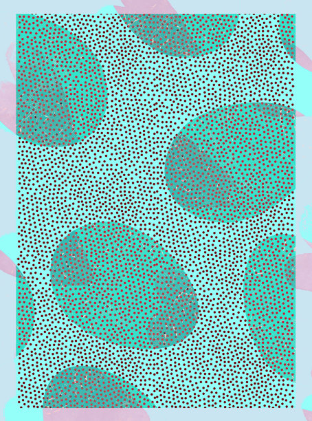 抽象椭圆形状在薄荷绿点彩或点彩效果薄荷绿背景/点彩背景在春季，单色调色板图片下载