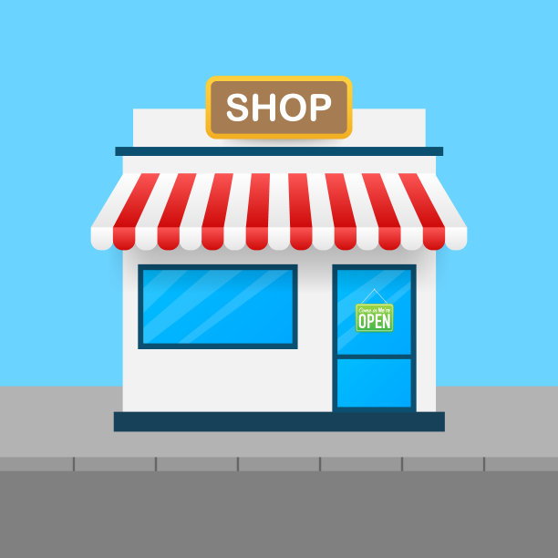 商店或市场商店正面外立面。矢量插图。图片下载