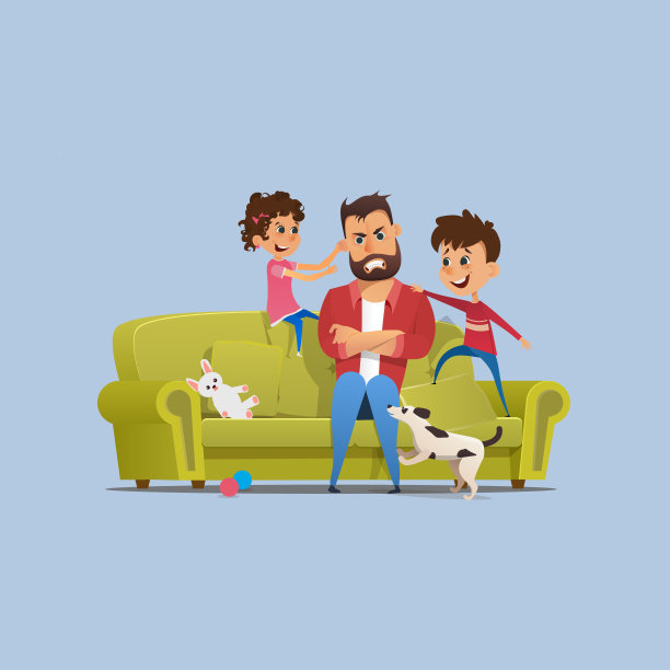 在沙发上的淘气的孩子们图片下载