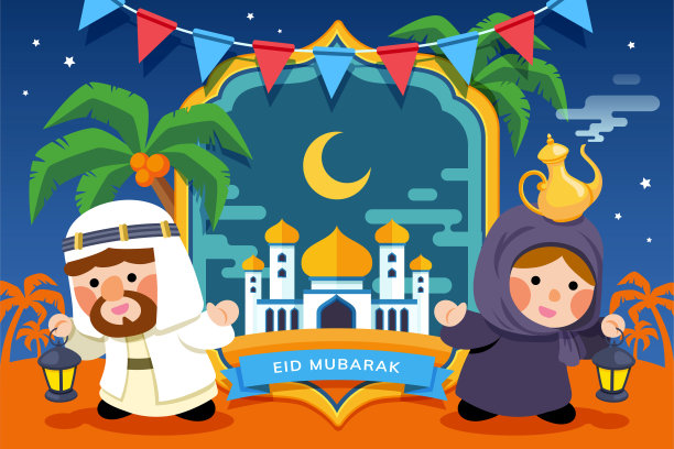 可爱的eid mubarak平面设计图片下载