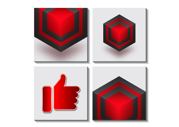 一组六边形和立方体的图标和一个好创意的图标。图片下载