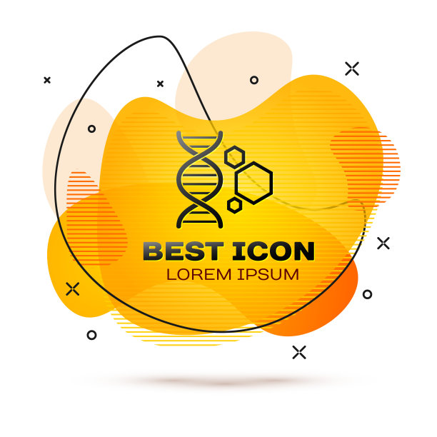 黑色基因工程图标孤立在白色背景。DNA分析，基因测试，克隆，亲子鉴定。液颜色的旗帜。矢量图图片下载