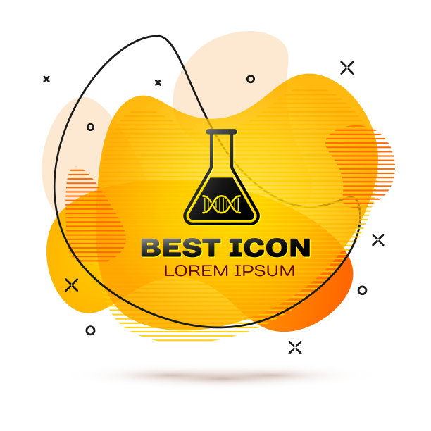 黑色DNA研究，搜索图标孤立在白色背景。基因工程，基因测试，克隆，亲子鉴定。液颜色的旗帜。矢量图图片下载