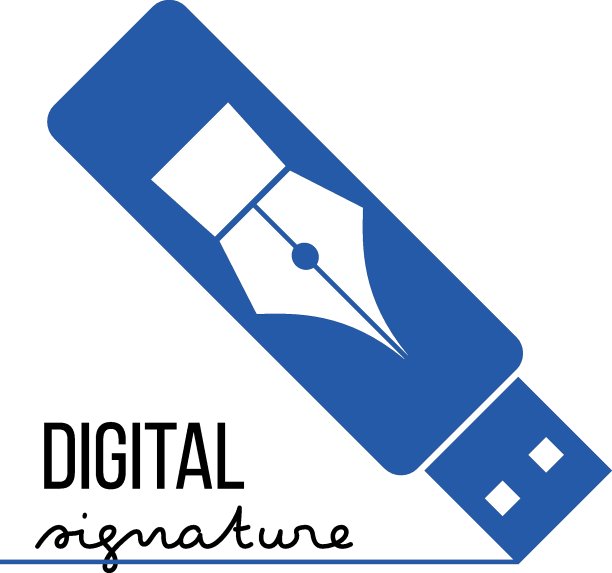 带有钢笔图标的蓝色USB闪存剪影图片下载