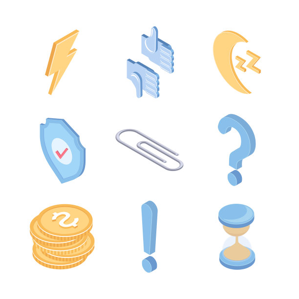 商业和社会媒体-向量多彩的等角元素图片下载