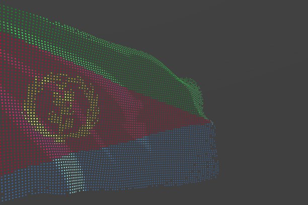 精彩的现代照片厄立特里亚孤立旗由发光的点波灰色背景-任何场合国旗3d插图图片下载