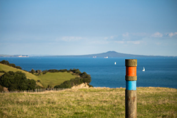 在莎士比亚地区公园俯瞰豪拉基湾和朗伊托岛的标记图片下载
