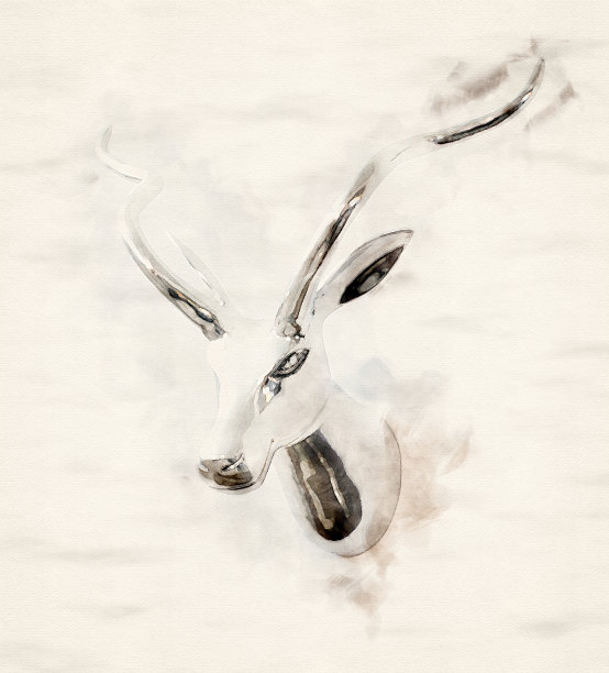 装饰鹿角的特写水彩画图片下载