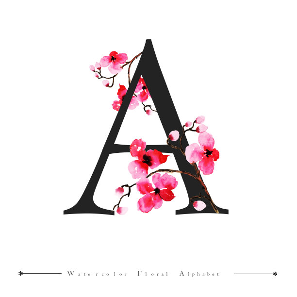 字母Z水彩花卉背景图片下载