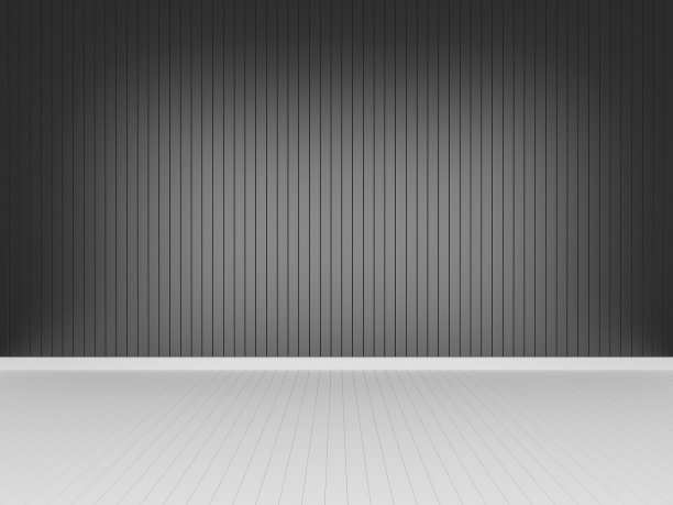 黑色木墙，白色木地板，3d渲染空房间图片下载