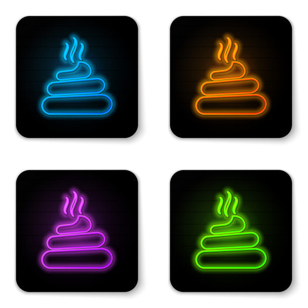 发光的霓虹灯图标孤立在白色背景。黑色方形按钮。矢量图图片下载