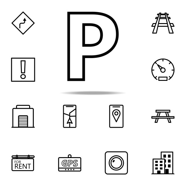 停车标志图标。导航图标通用设置为网络和移动图片下载