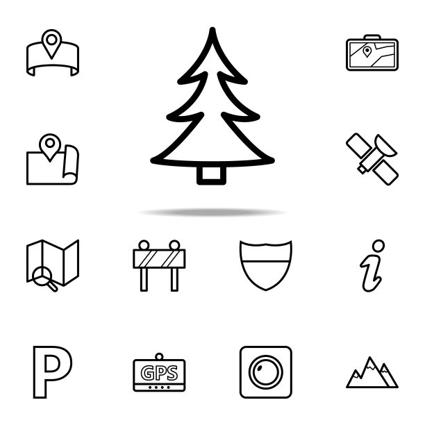 树图标。导航图标通用设置为网络和移动图片下载