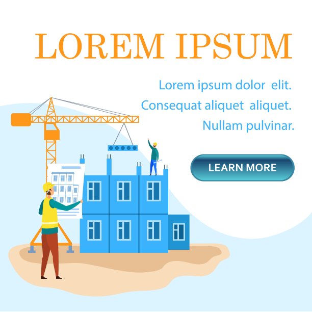 建筑服务平台着陆页面矢量模板图片下载