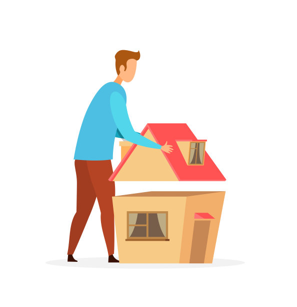 人规划房子模型平面矢量插图图片下载