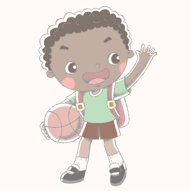 可爱的男孩拿着篮球图片下载