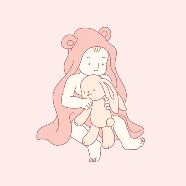 宝宝和他的兔子玩图片下载