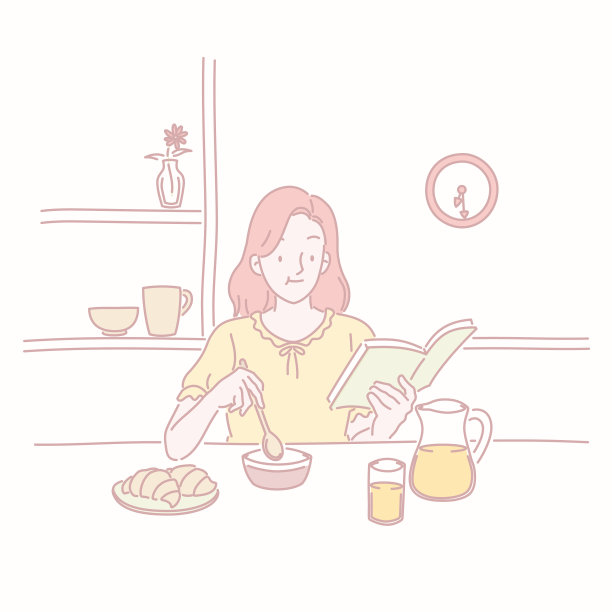 吃羊角面包的女士图片下载