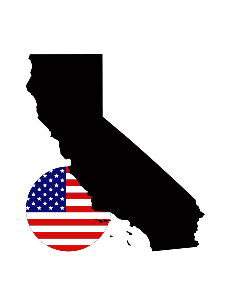 加州地图与美国国旗图片下载