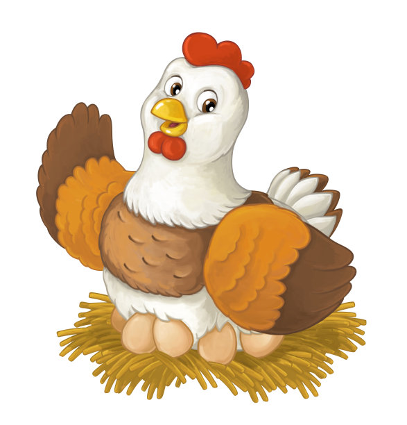 卡通开心农场动物——快乐的母鸡正站在那里微笑着看着图片下载