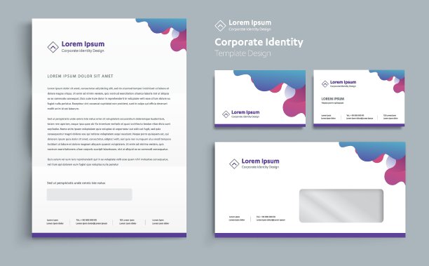 企业企业标识模板设计矢量抽象文具，礼品项目彩色促销纪念品元素。链接数字技术集，图片下载