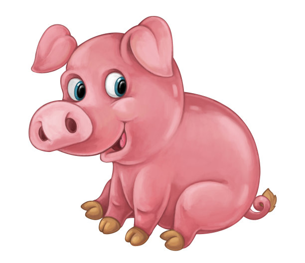 卡通快乐猪站在那里看着，笑着图片下载