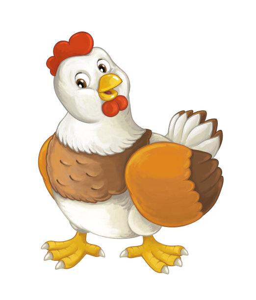 卡通开心农场动物——快乐的母鸡正站在那里微笑着看着图片下载
