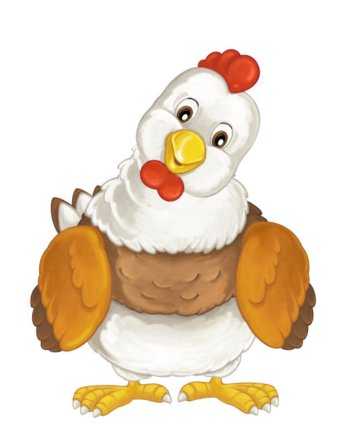 卡通开心农场动物——快乐的母鸡正站在那里微笑着看着图片下载