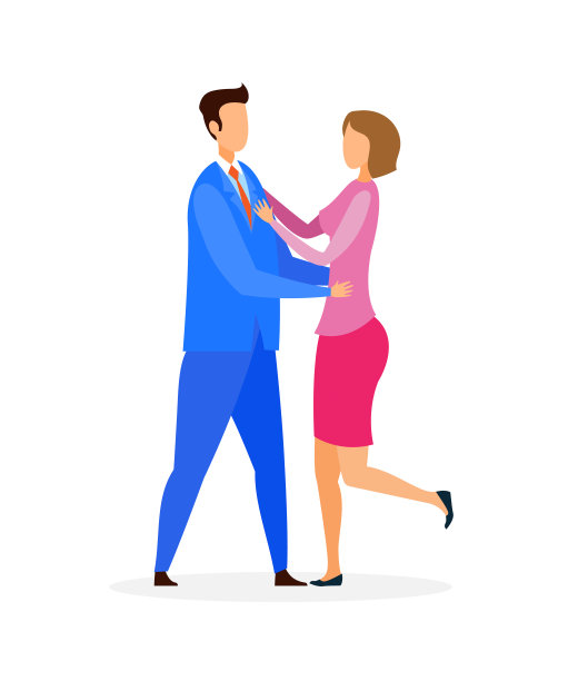 已婚夫妇拥抱平面矢量插图图片下载