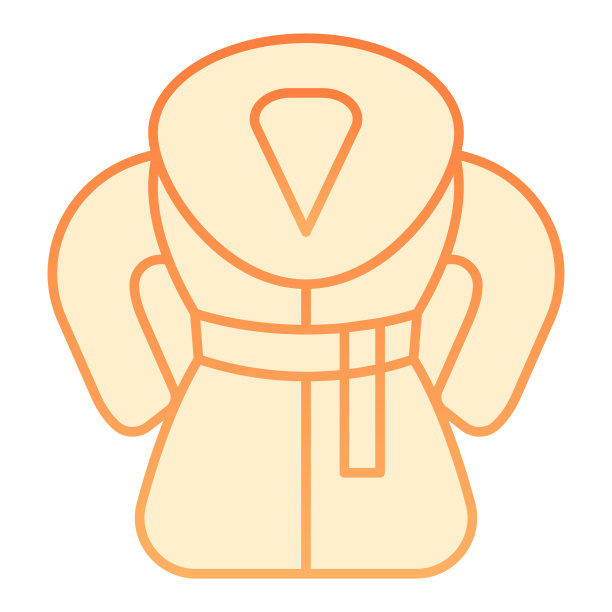 皮草大衣平图标。冬季大衣橙色图标在时尚的平风格。保暖服装渐变风格设计，专为网页和应用程序设计。Eps 10。图片下载