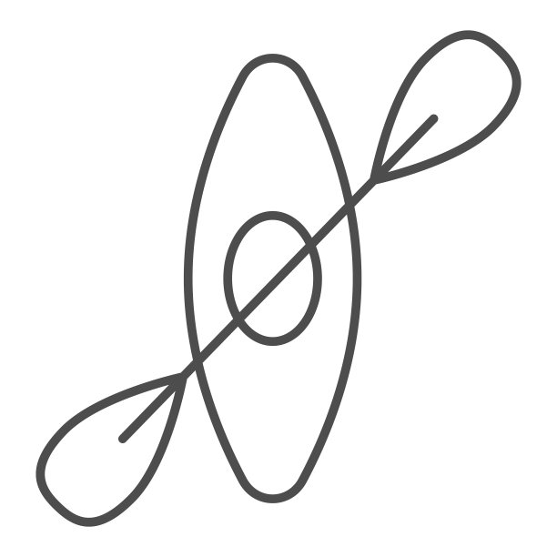 皮划艇上有划桨细线的图标。皮划艇矢量插图孤立在白色。赛艇轮廓风格设计，专为网页和应用设计。Eps 10。图片下载