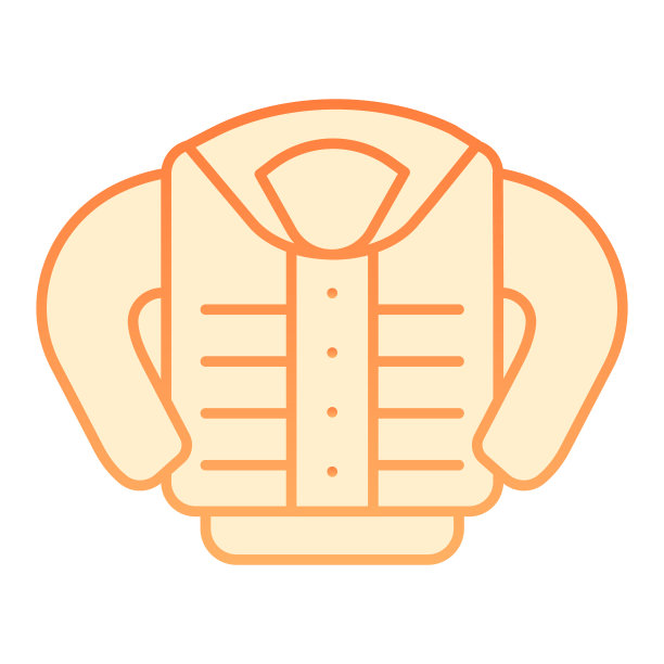 夹克平图标。在时尚的平面风格的橙色图标。户外渐变风格设计，专为网页和应用设计。Eps 10。图片下载